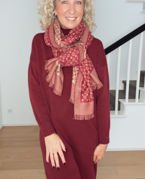 Schal bordeaux/silber