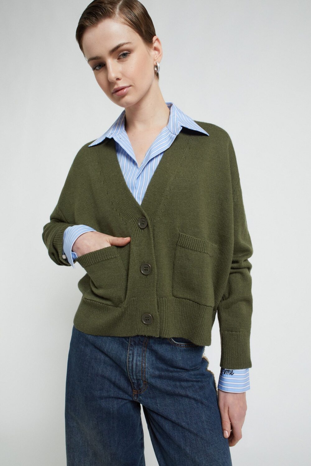 Strickjacke OttoD'Ame khaki
