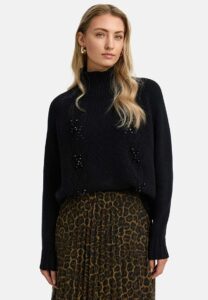 Stehkragenpullover Catnoir Merino schwarz – Bild 2