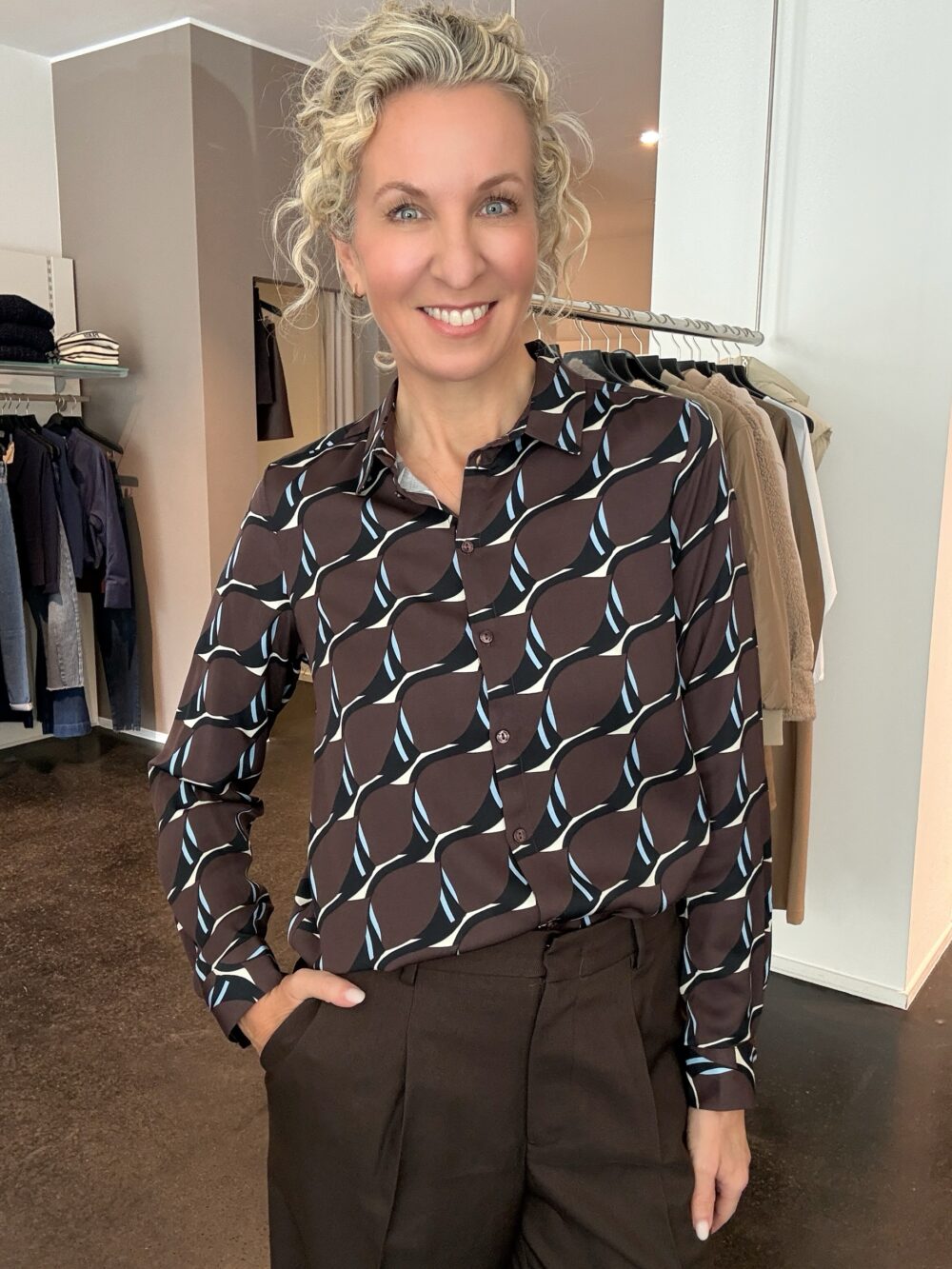 Bluse Milano Italy brown print