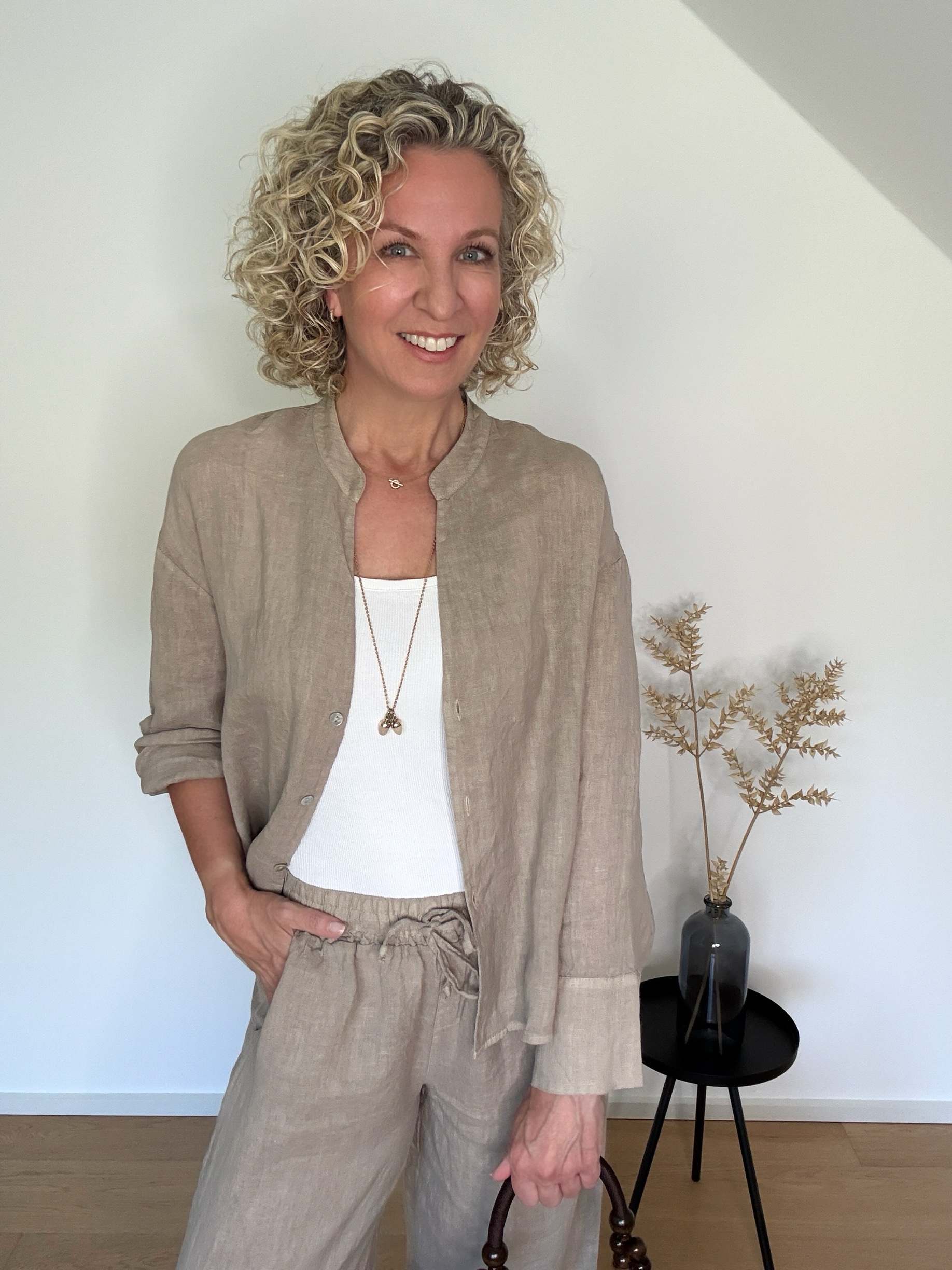Leinenbluse taupe