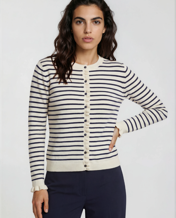 Strickjacke Milano Italy Streifenrüsche